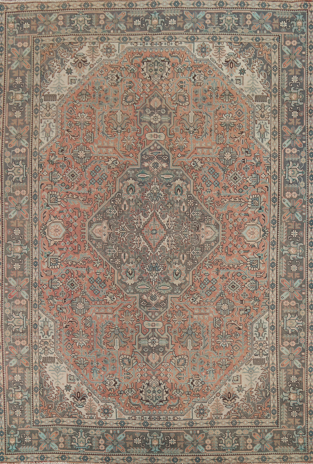 Vintage Wool Geometric Tabriz Persian Area Rug 8x11