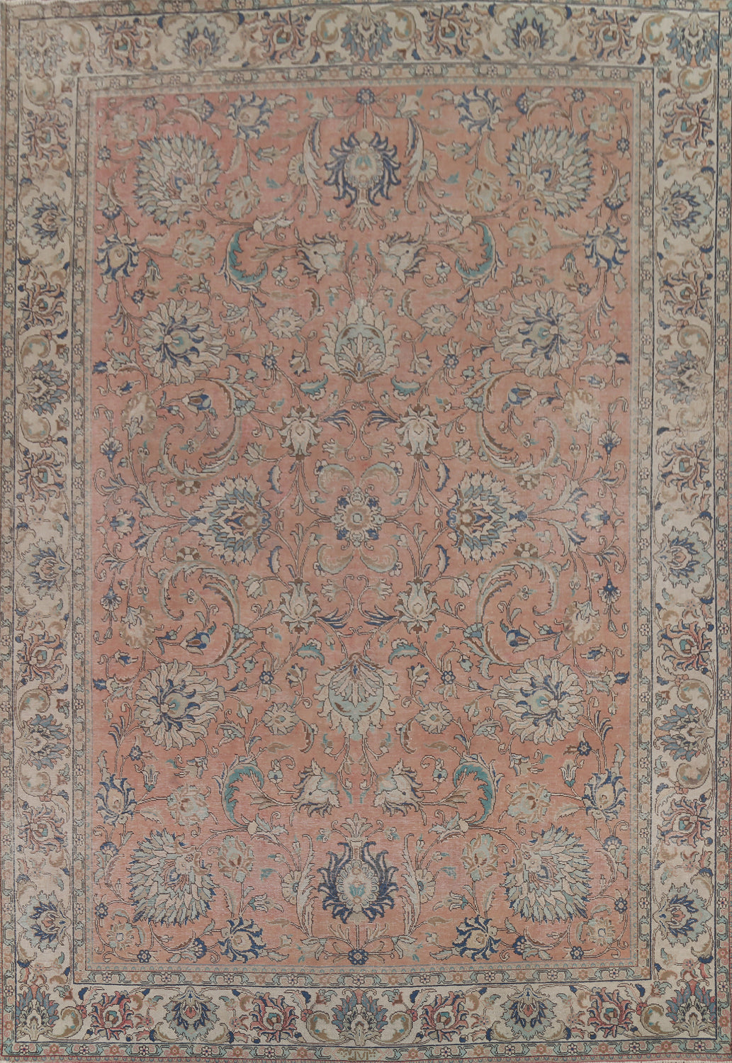 All-Over Floral Pink Tabriz Persian Area Rug 10x13