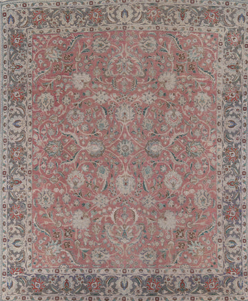 All-Over Floral Pink Tabriz Persian Area Rug 10x11