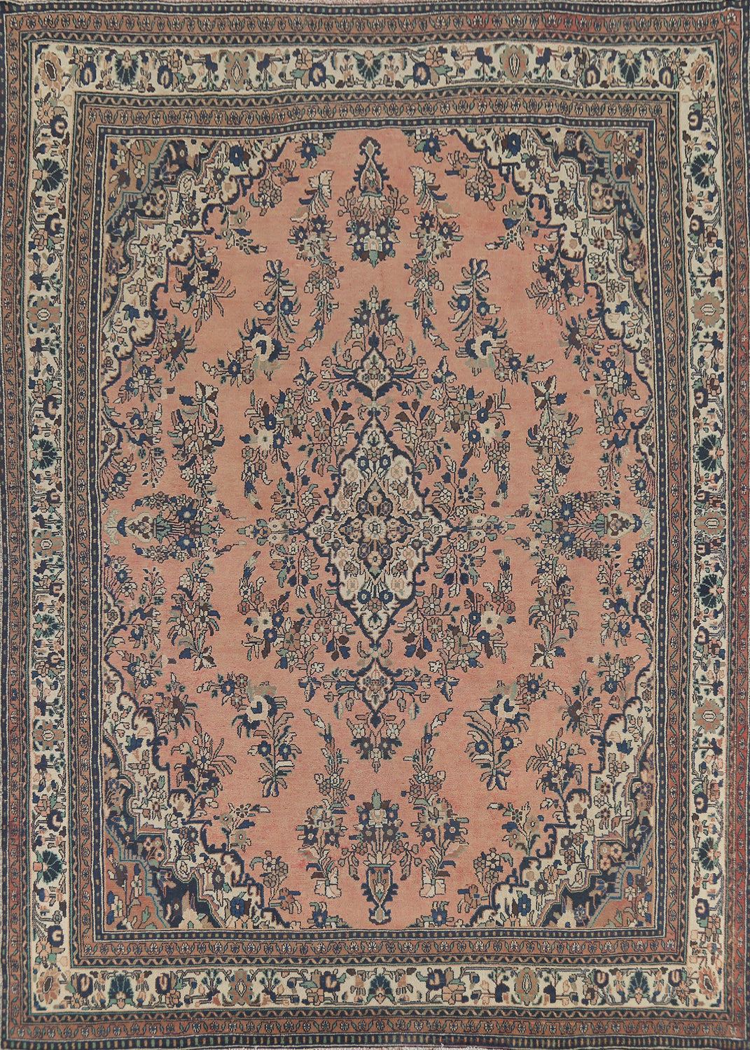 Light Pink Floral Hamedan Persian Area Rug 10x13