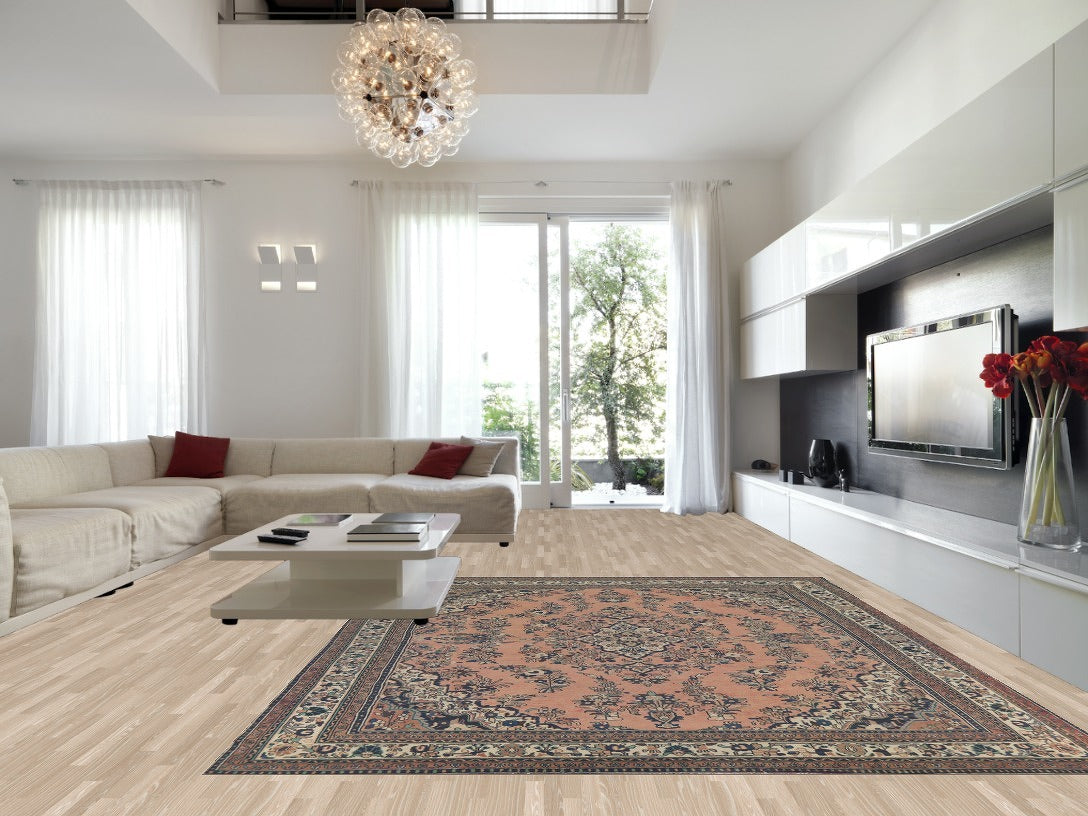 Light Pink Floral Hamedan Persian Area Rug 10x13