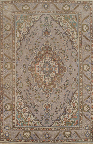 Handmade Wool Gray Tabriz Persian Area Rug 6x9