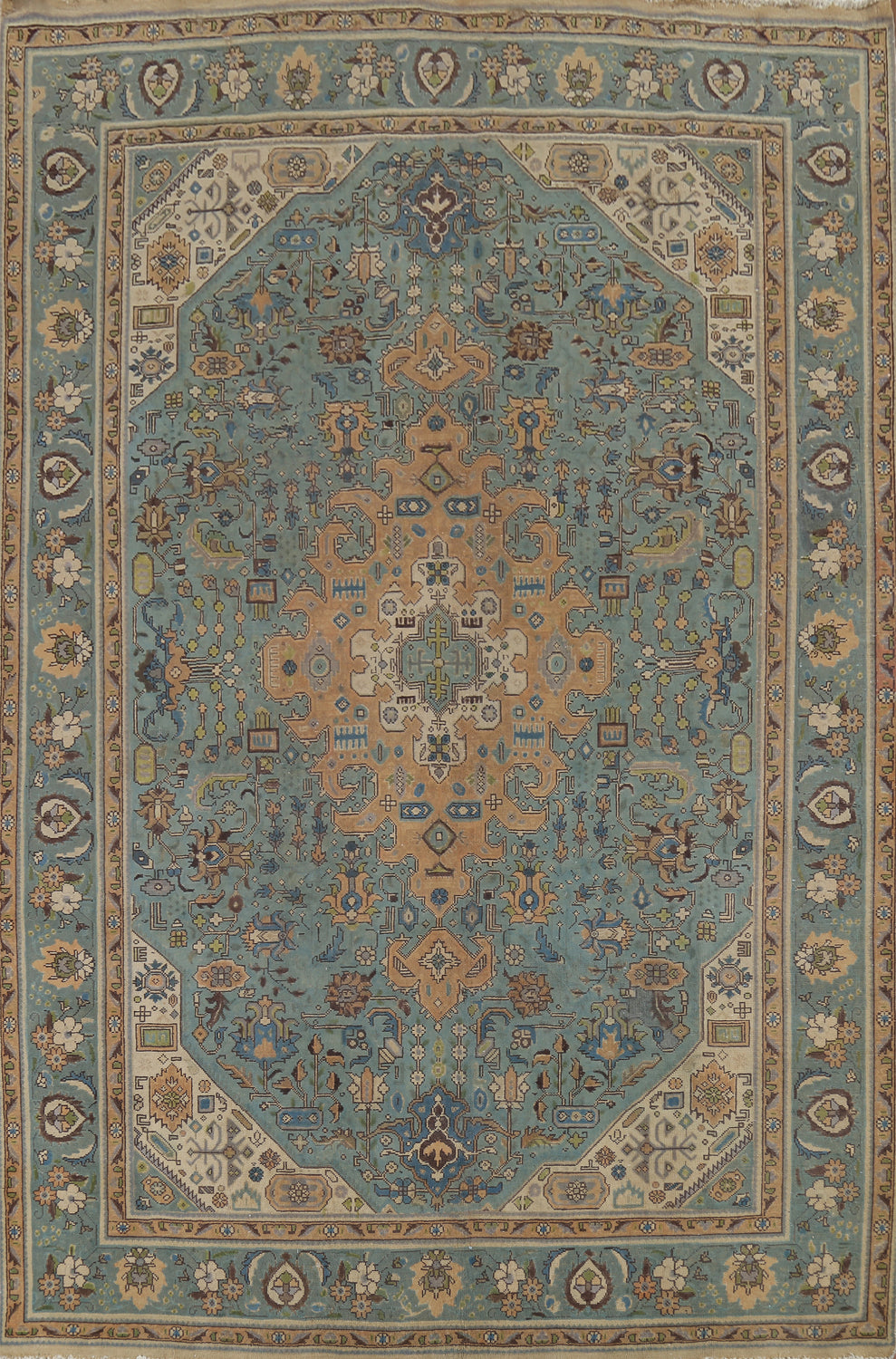 Vintage Geometric Tabriz Persian Area Rug 8x11