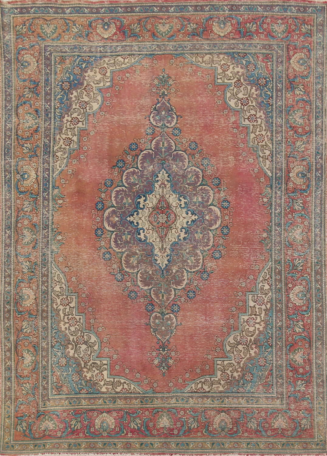 Vintage Geometric Tabriz Persian Area Rug 8x11