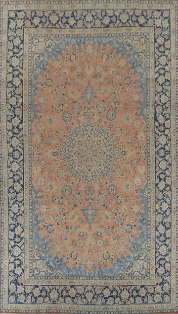 Vintage Orange Floral Najafabad Persian Large Rug 10x16