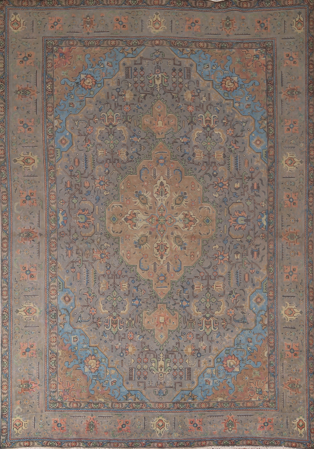 Vintage Gray Wool Tabriz Persian Area Rug 8x11