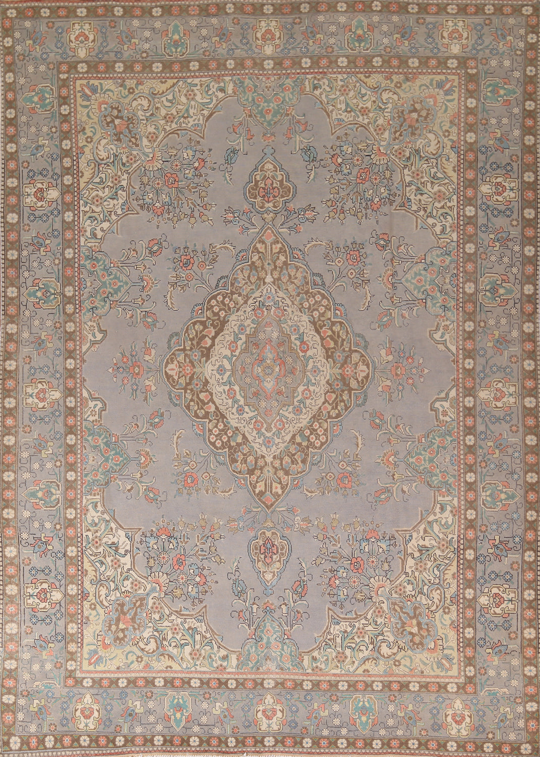 Traditional Gray Tabriz Persian Area Rug 10x13