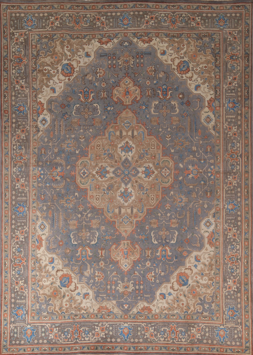 Vintage Geometric Tabriz Persian Area Rug 10x13
