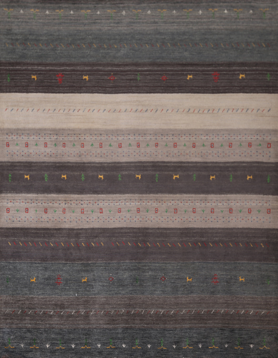 Tribal Striped Gabbeh Oriental Square Rug 9x9