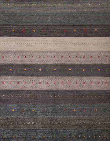 Tribal Striped Gabbeh Oriental Square Rug 9x9