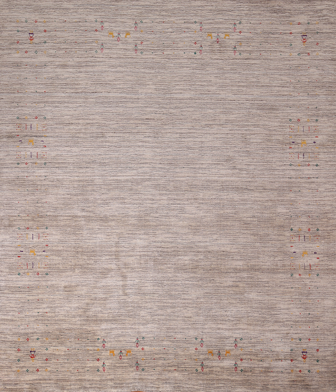 Striped Wool Gabbeh Indian Square Rug 8x8