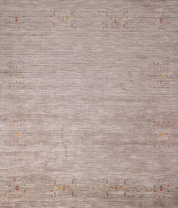 Striped Wool Gabbeh Indian Square Rug 8x8