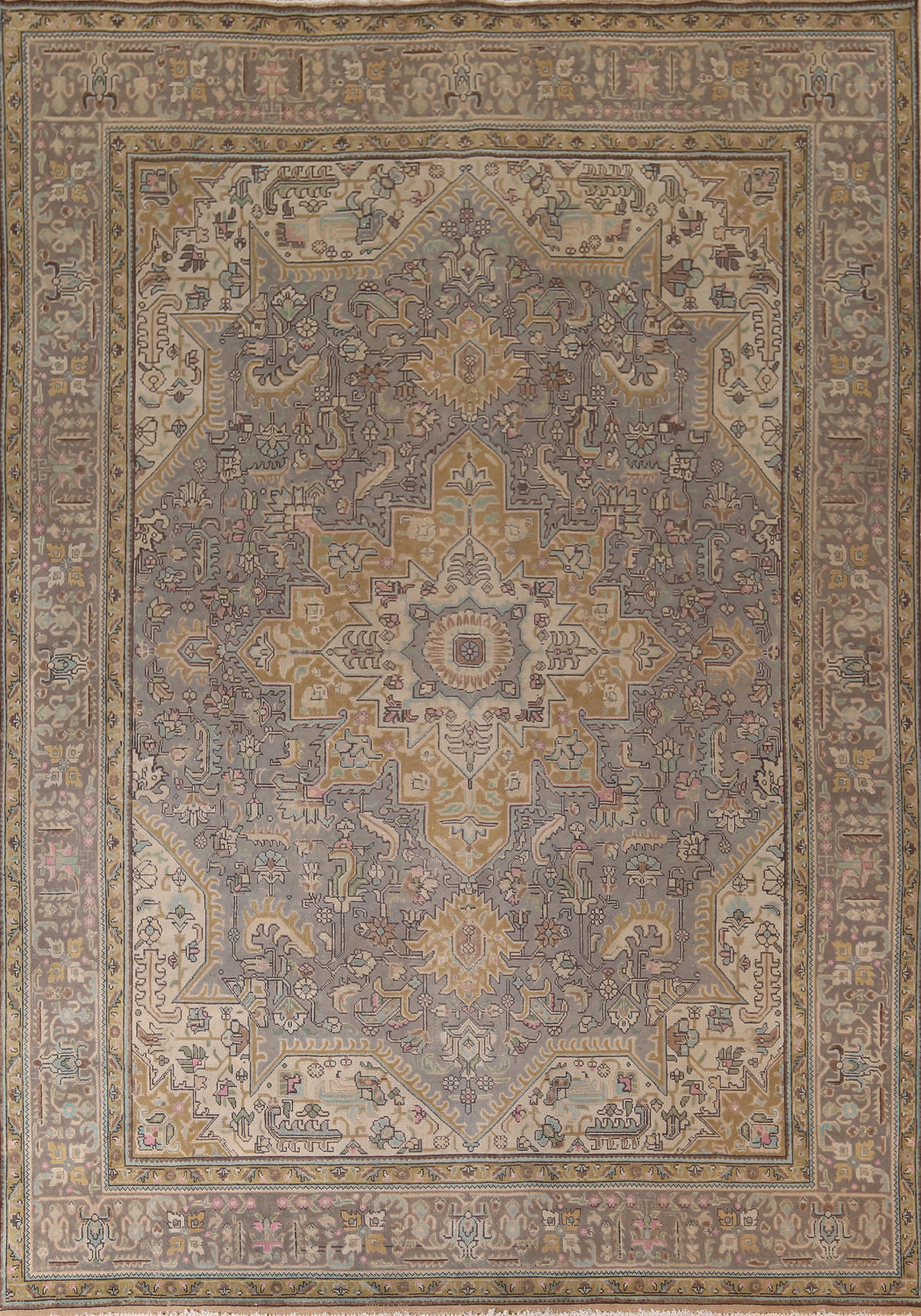 Handmade Gray Wool Tabriz Persian Area Rug 10x13