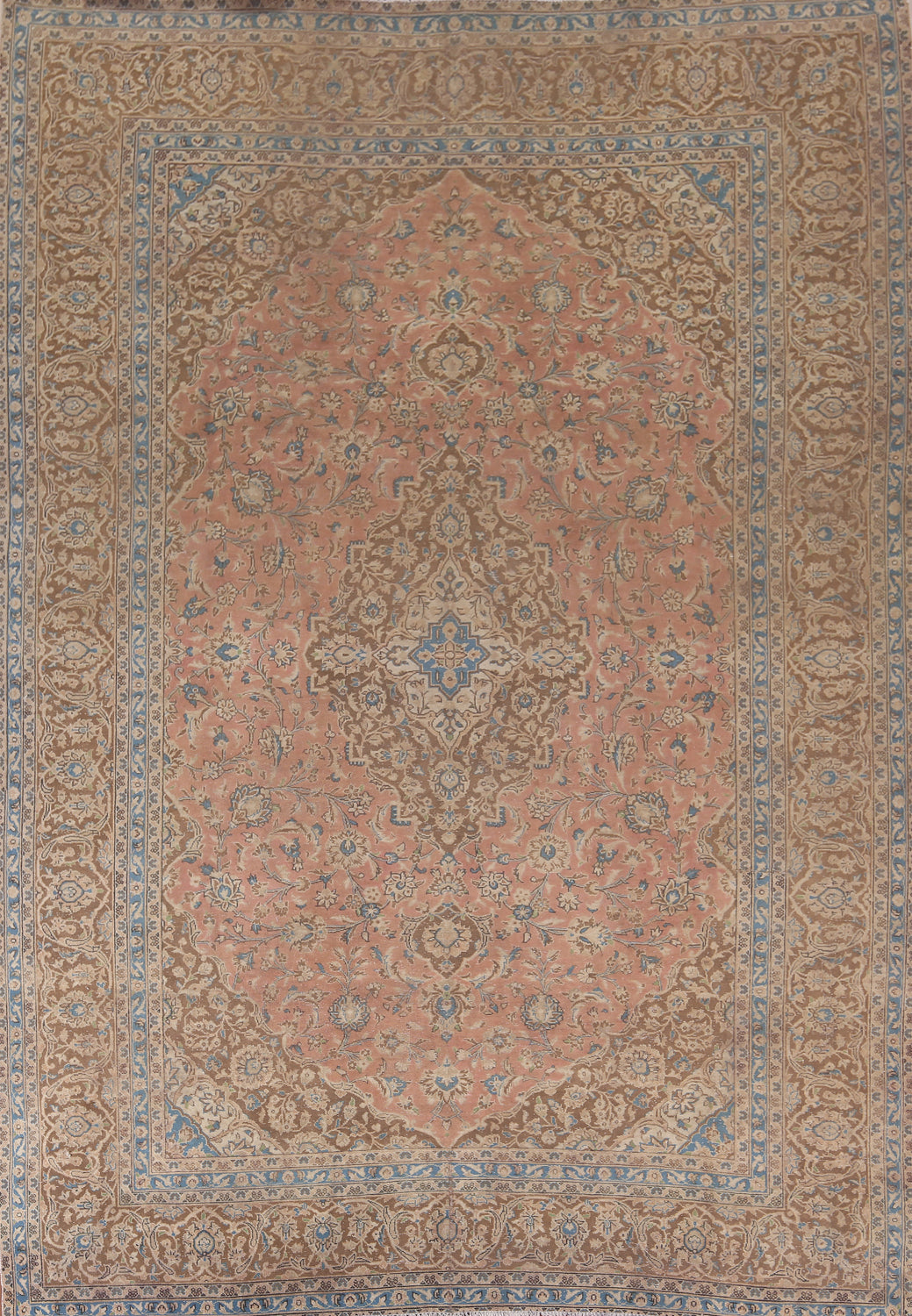 Handmade Pink Floral Mashad Persian Area Rug 10x13