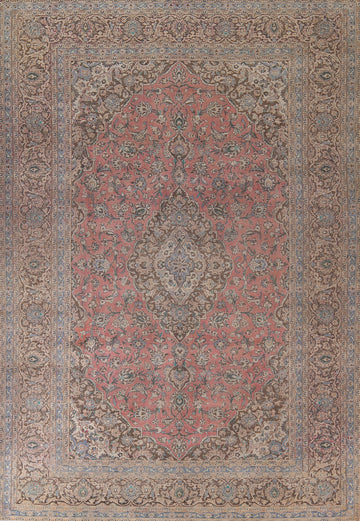 Traditional Pink Mashad Persian Area Rug 10x13