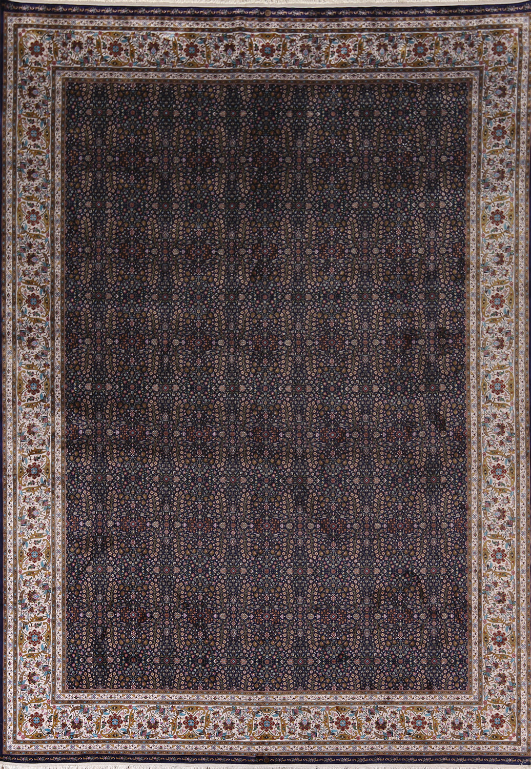All-Over Floral Blue Qum Living Room Rug 10x13