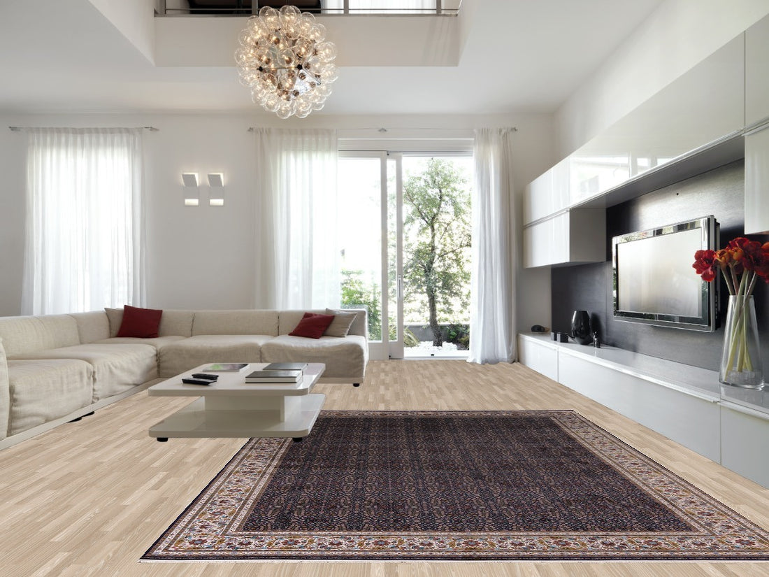 All-Over Floral Blue Qum Living Room Rug 10x13