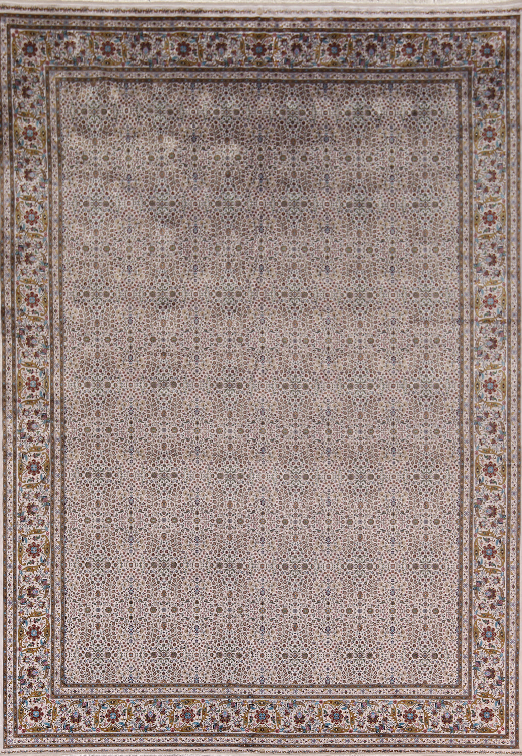 Ivory Floral Turkish Qum Living Room Area Rug 10x13