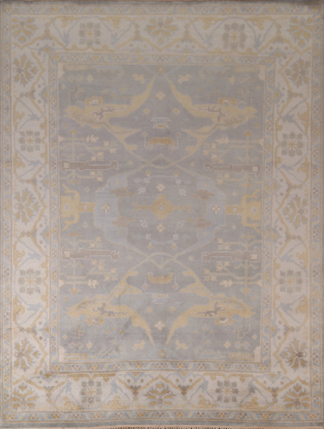 Gray Wool Oushak Indian Living Room Rug 8x10