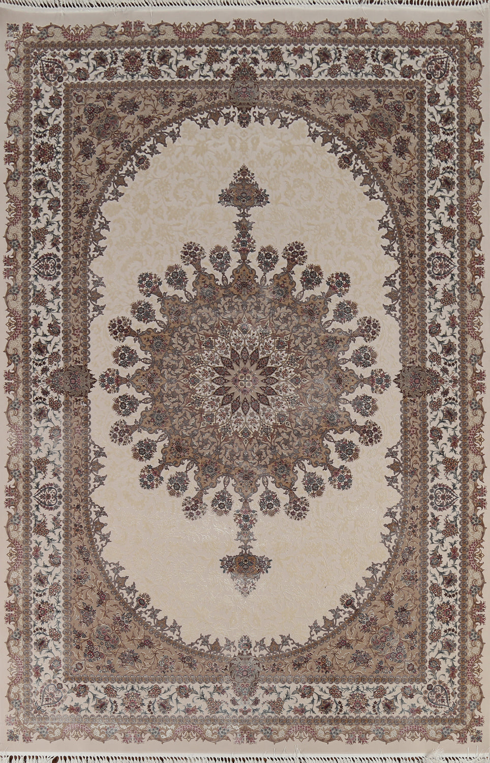 Victorian Style Ivory Qum Turkish Area Rug 7x10