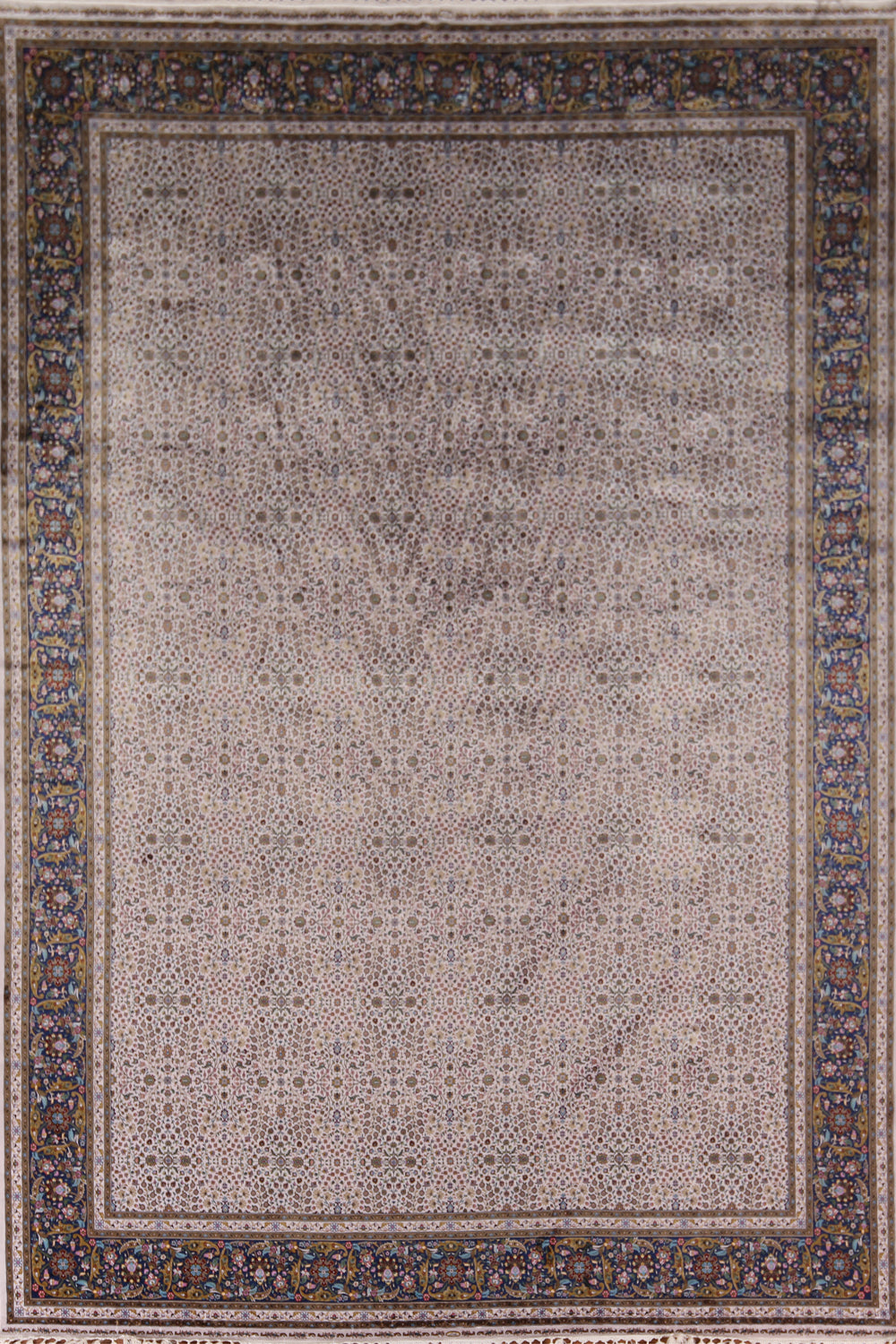 All-Over Floral Silk Qum Turkish Area Rug 10x13