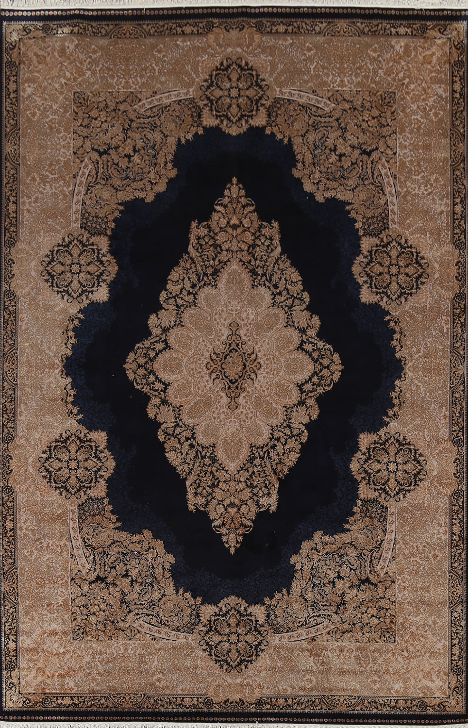 Victorian Style Blue Turkish Qum Traditional Area Rug 7x10