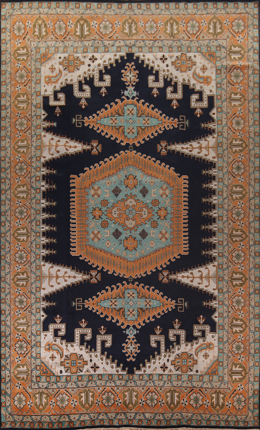 Palace Size Geometric Wool Viss Indian Large Rug 12x18