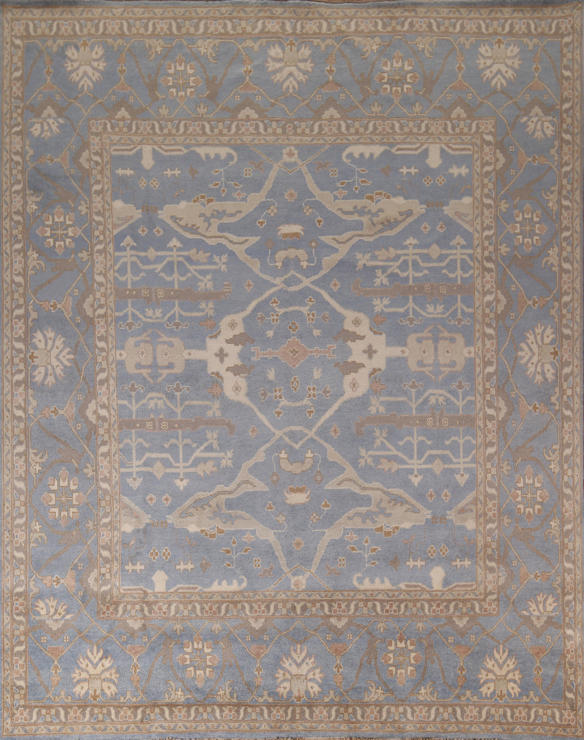 All-Over Floral Handmade Oushak Square Large Rug 12x12