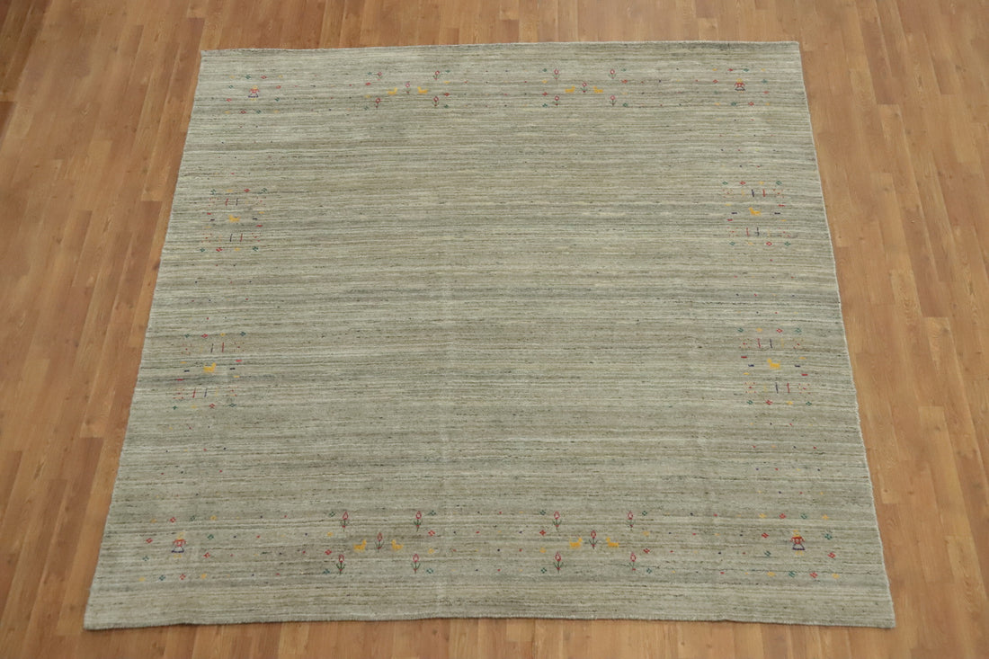 Tribal Gabbeh Square Indian Area Rug 8x8