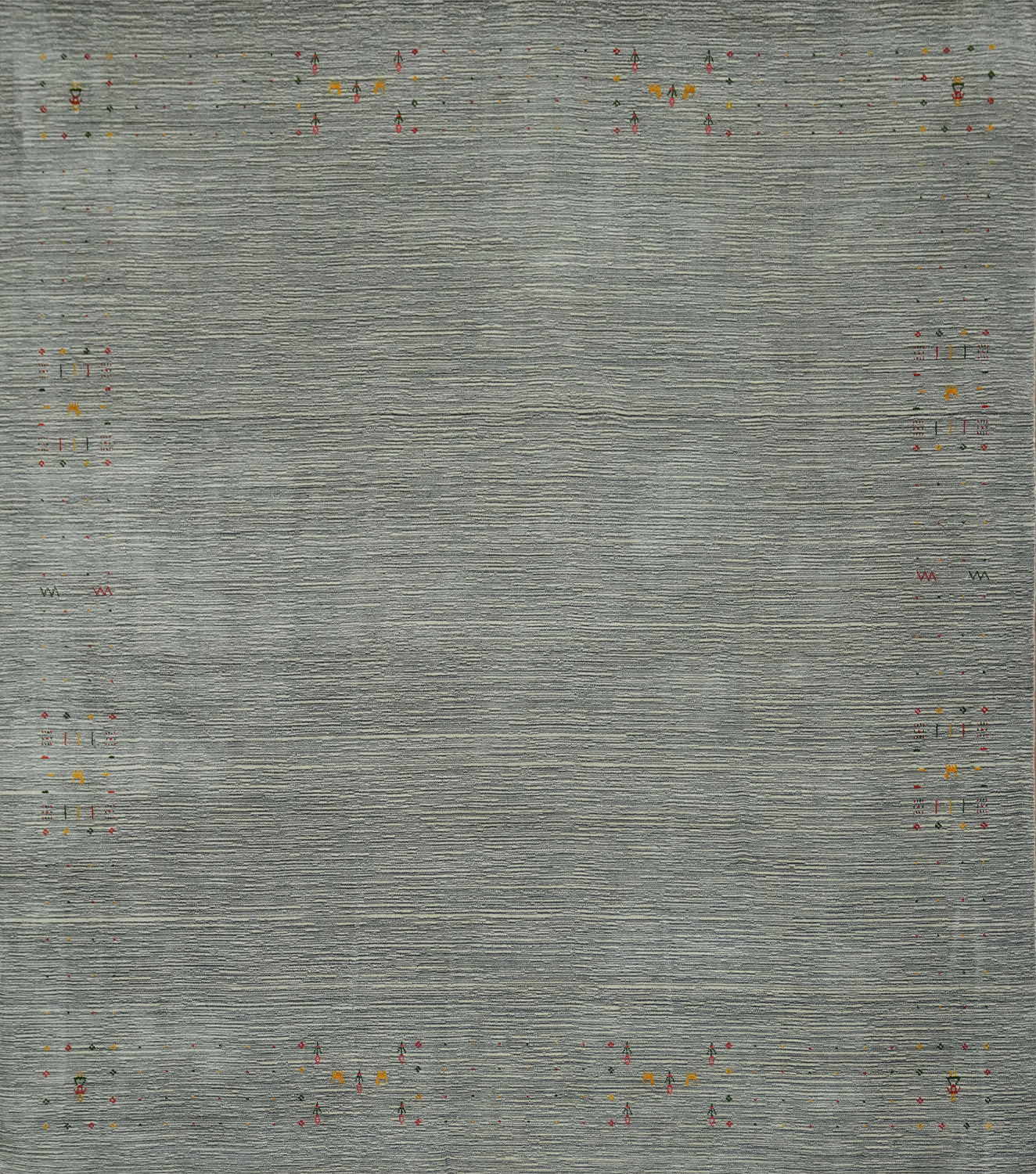 Silver Gray Wool Gabbeh Square Area Rug 10x10