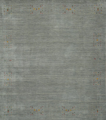 Silver Gray Wool Gabbeh Square Area Rug 10x10