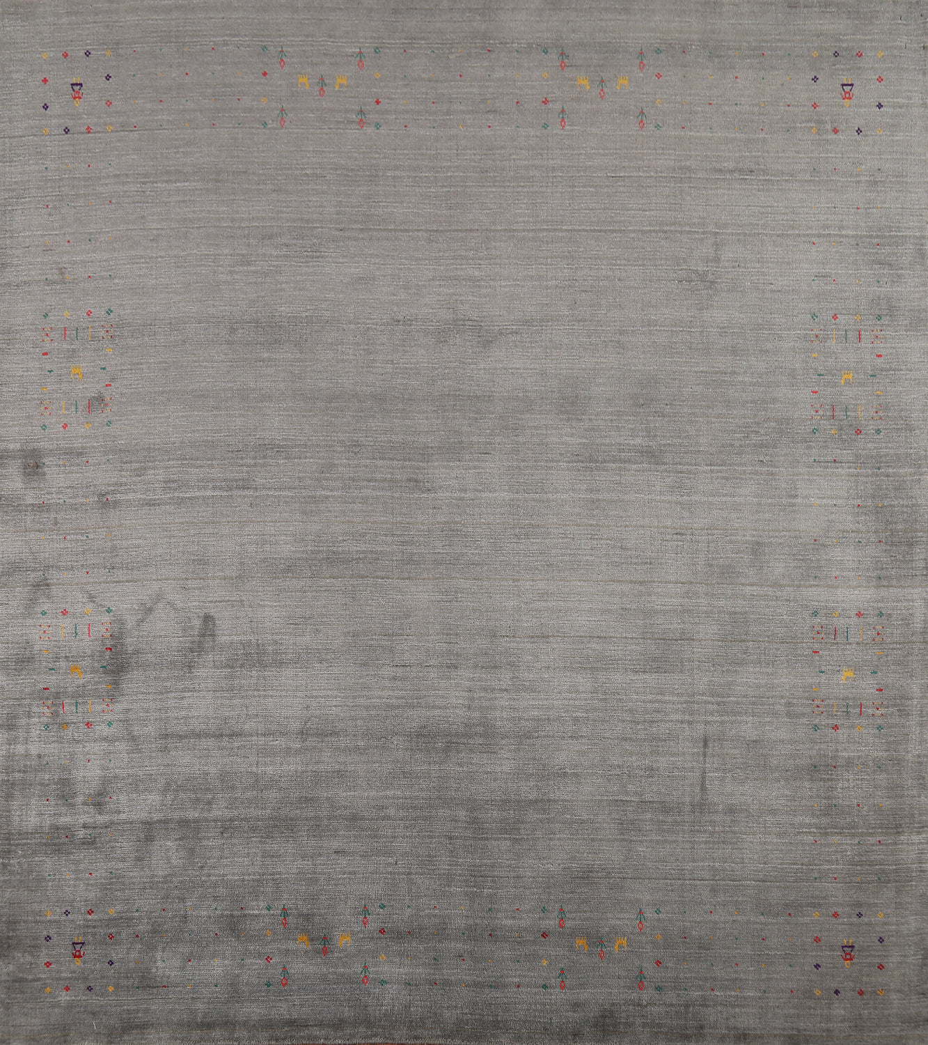 Handmade Wool Striped Gabbeh Square Area Rug 9x9