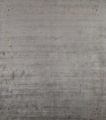 Handmade Wool Striped Gabbeh Square Area Rug 9x9