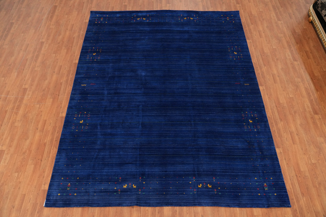 Blue Tribal Gabbeh Oriental Area Rug 9x11