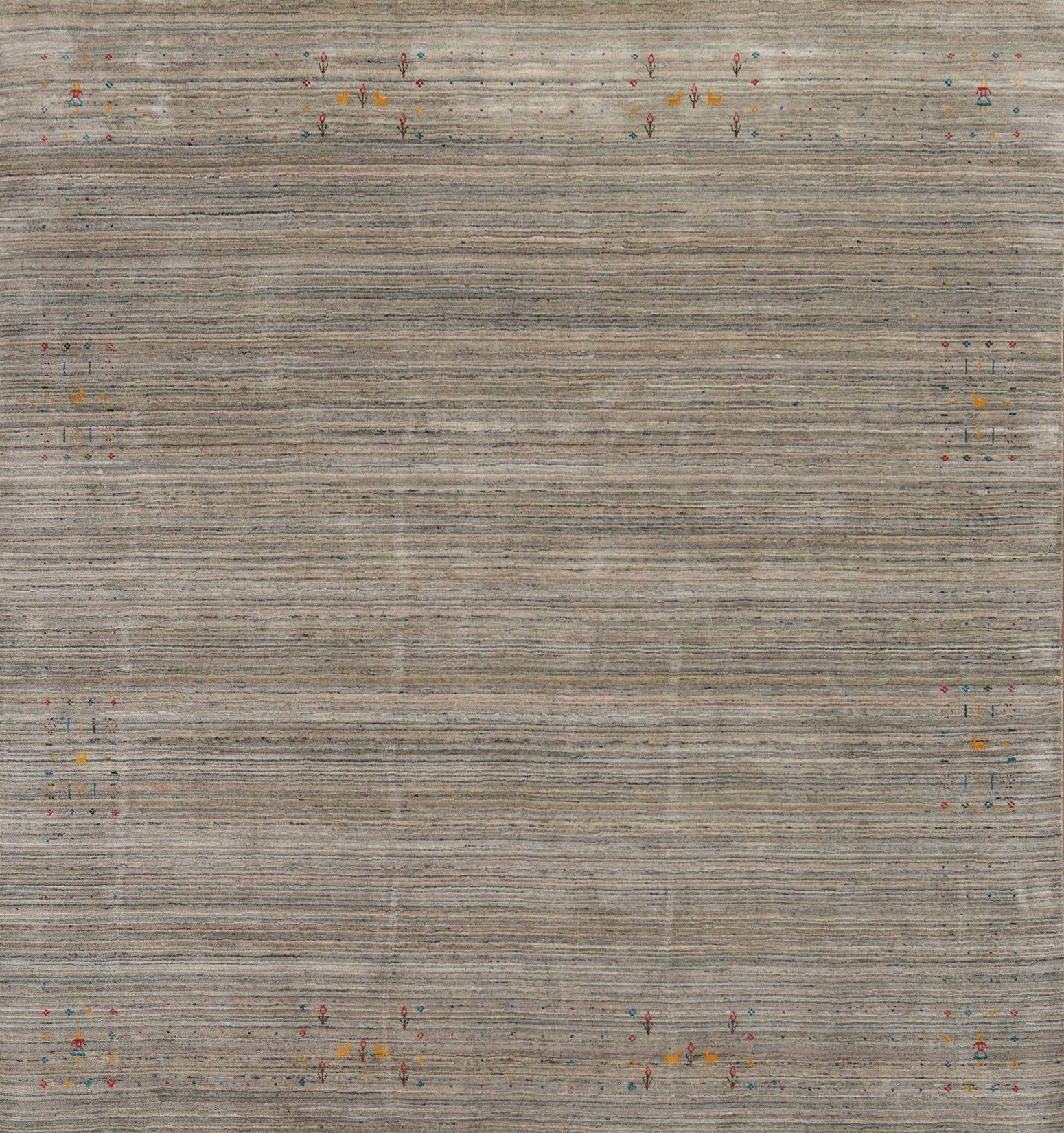 Handmade Wool Striped Gabbeh Square Area Rug 10x10