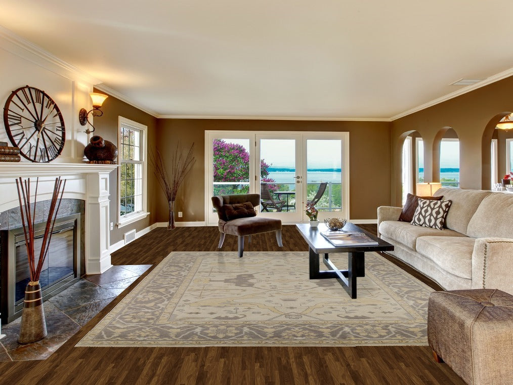 Earth Tone Wool Oushak Indian Area Rug 9x12