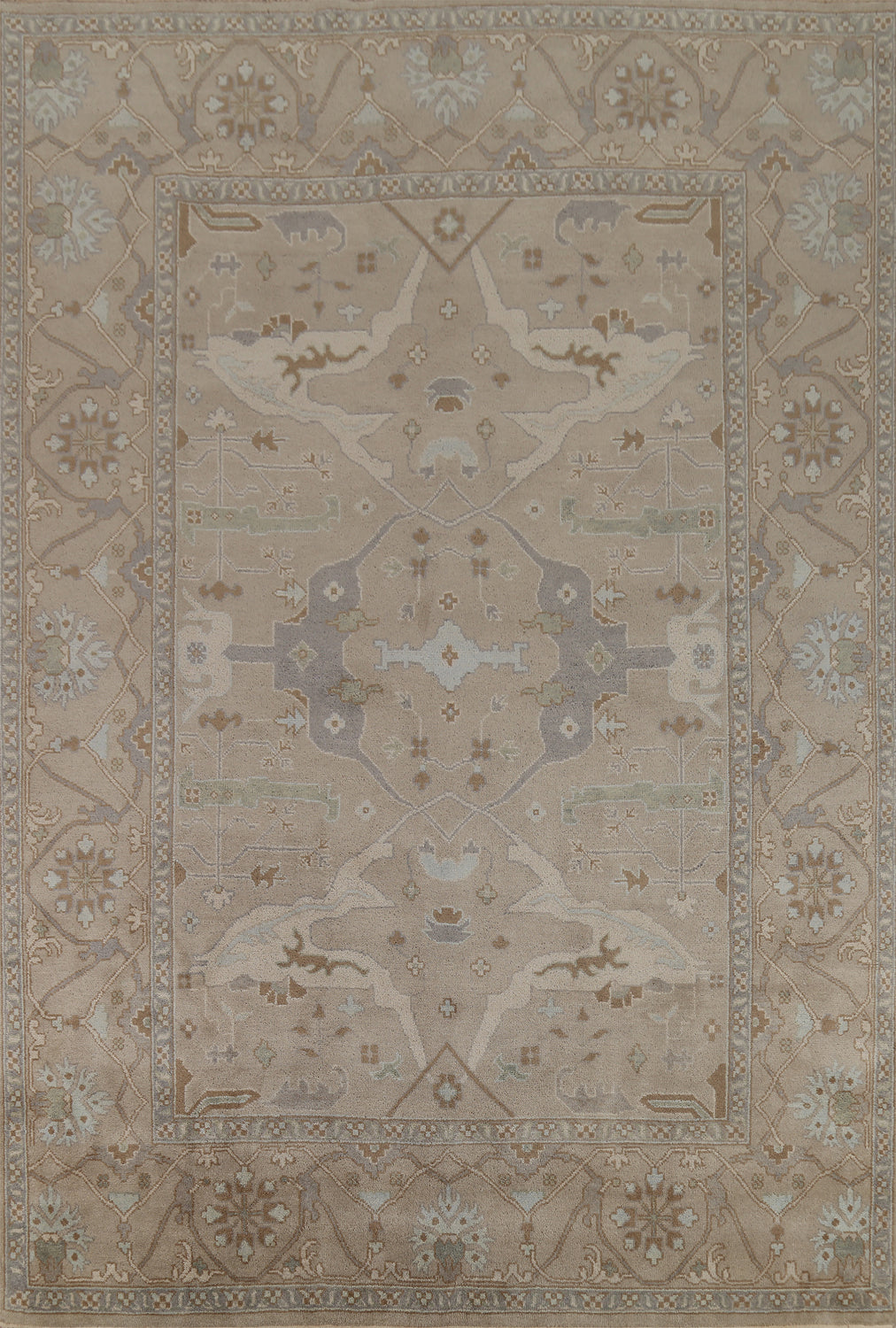 All-Over Earth Tone Wool Oushak Indian Area Rug 9x12