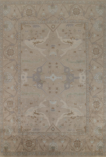All-Over Earth Tone Wool Oushak Indian Area Rug 9x12