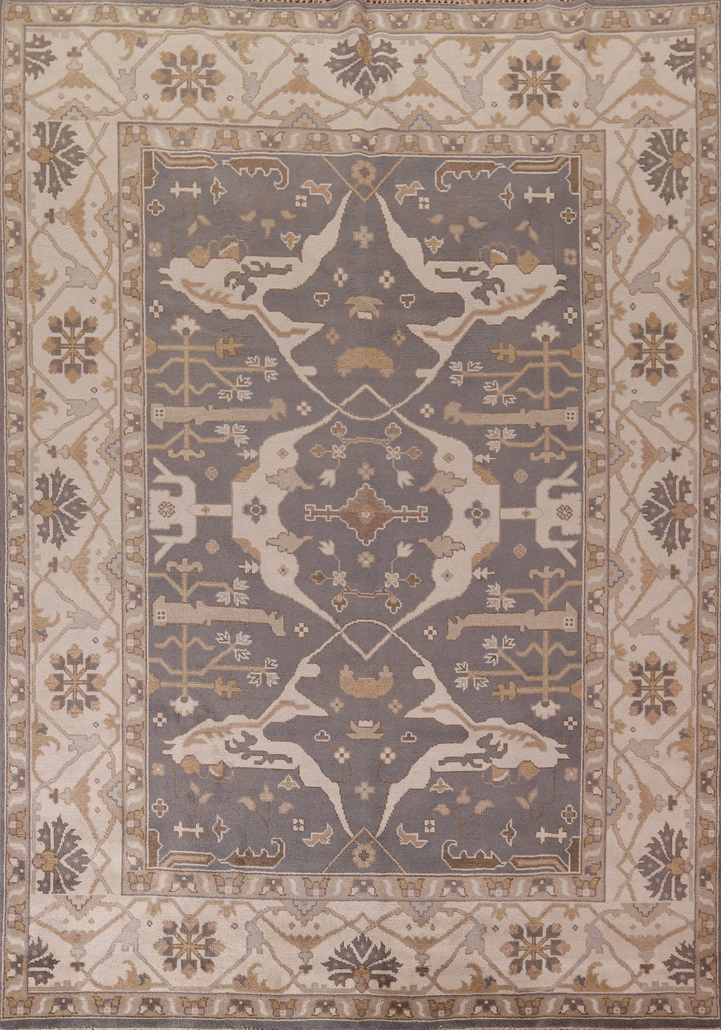 Handmade Gray Wool Oushak Indian Area Rug 9x12
