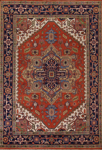 Orange Wool Heriz Serapi Indian Area Rug 9x12