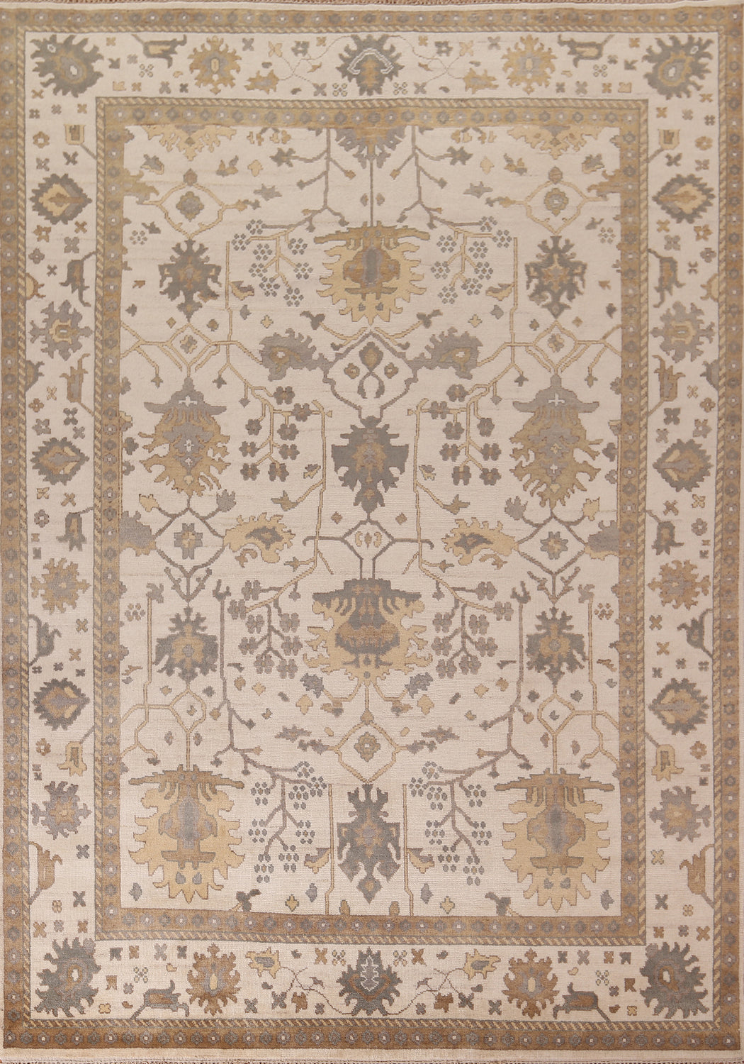All-Over Handmade Wool Oushak Indian Area Rug 9x12