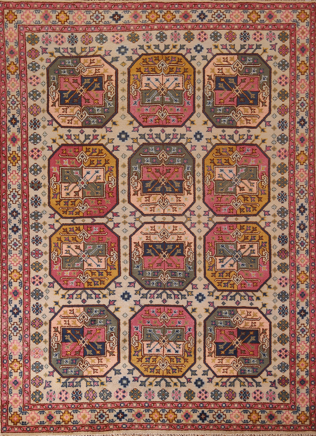 All-Over Geometric Khotan Indian Area Rug 8x10