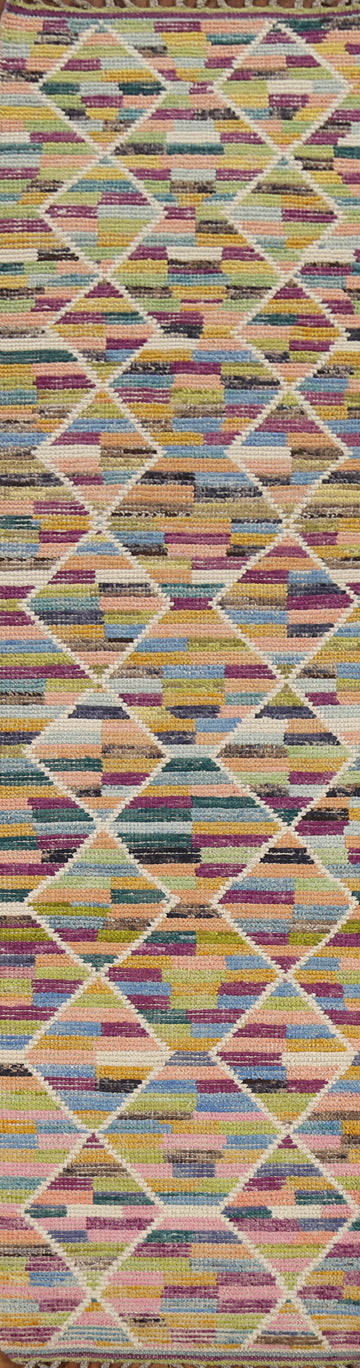 Colorful Trellis Moroccan Modern Runner Rug 2x13