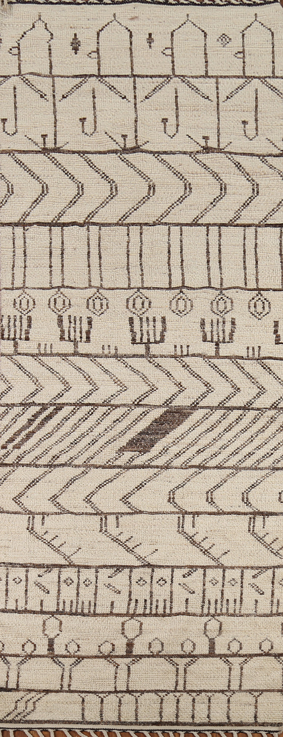 Geometric Ivory Moroccan Oriental Runner Rug 4x13