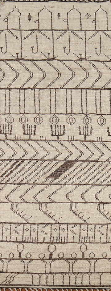 Geometric Ivory Moroccan Oriental Runner Rug 4x13