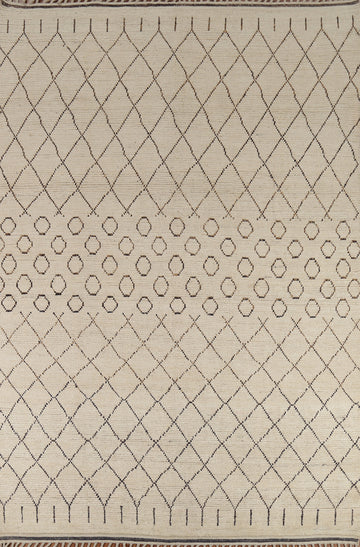 Ivory Trellis Wool Moroccan Oriental Area Rug 8x10