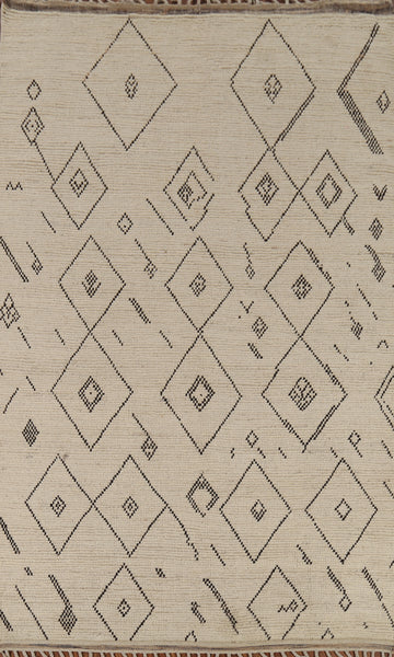 Geometric Ivory Moroccan Modern Area Rug 6x10