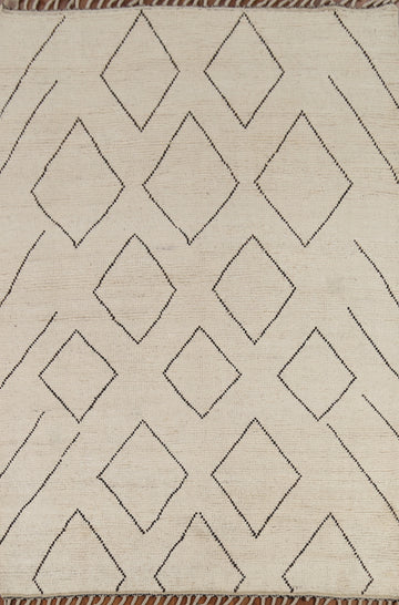 Geometric Modern Ivory Moroccan Oriental Area Rug 6x8