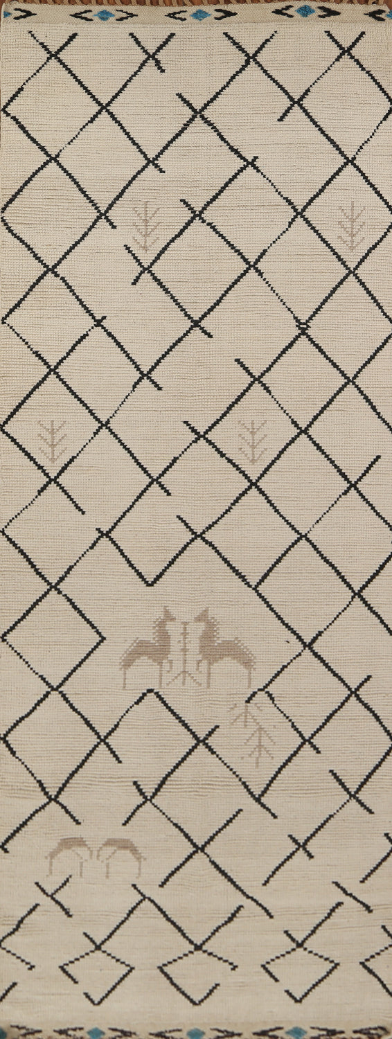 Handmade Wool Moroccan Oriental Runner Rug 4x13