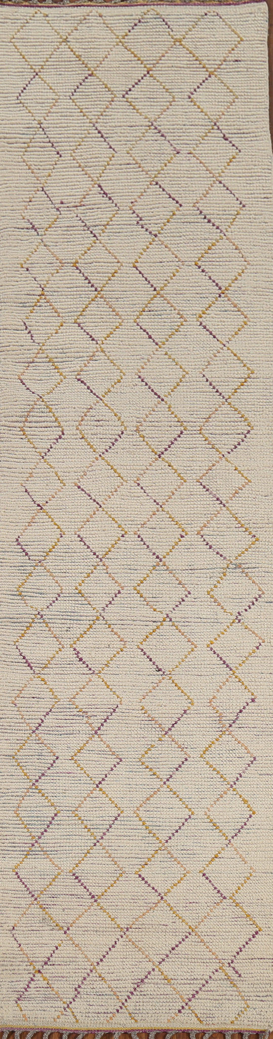 Trellis Wool Handmade Moroccan Runner Rug 3x13